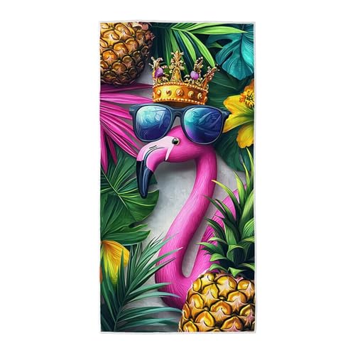 Strandtuch Bunt Mikrofaser Handtuch Groß 220x100, Microfaser Handtücher Stranddecke Sandfrei Schnell Trocknendes Weiches Leichtes Pflegeleicht Kompakt für Strand Pool Yoga Travel Sauna (Flamingo) A-82 von Wuiddnng
