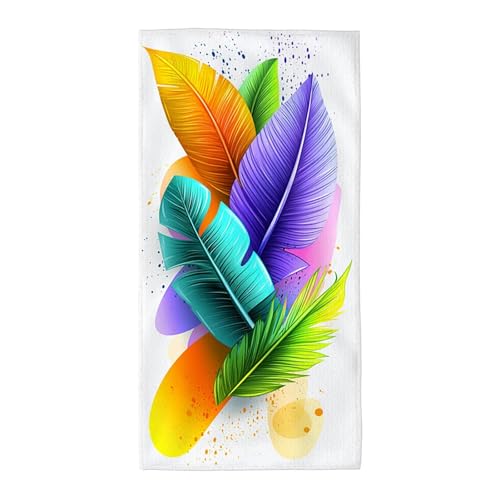 Strandtuch Bunt Mikrofaser Handtuch Groß 60x120 cm, Microfaser Handtücher Stranddecke Sandfrei Schnell Trocknendes Weiches Leichtes Pflegeleicht Kompakt für Strand Pool Yoga Travel Sauna (Feder) C-0 von Wuiddnng