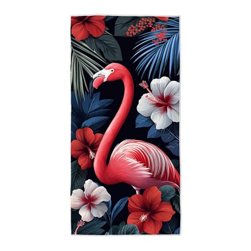 Strandtuch Flamingo Mikrofaser Handtuch Groß 70x140, Microfaser Handtücher Stranddecke Sandfrei Schnell Trocknendes Weiches Leichtes Pflegeleicht Kompakt für Strand Pool Yoga Travel Sauna (Blume) X-66 von Wuiddnng