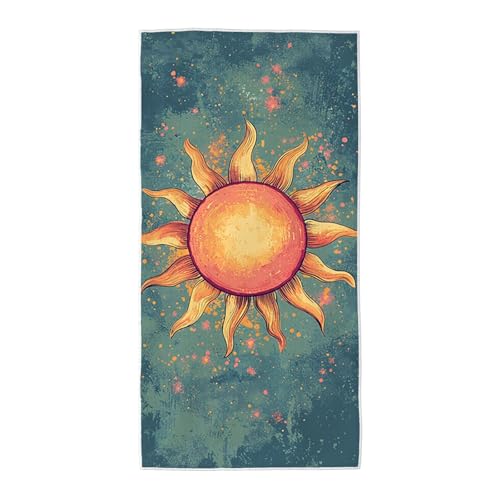 Strandtuch Gelb Mikrofaser Handtuch Groß 220x100, Microfaser Handtücher Stranddecke Sandfrei Schnell Trocknendes Weiches Leichtes Pflegeleicht Kompakt für Strand Pool Yoga Travel Sauna (Abstrakt) V-78 von Wuiddnng
