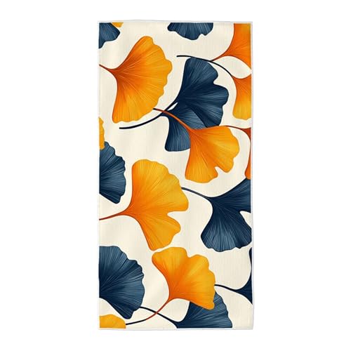 Strandtuch Gelb Mikrofaser Handtuch Groß 220x100, Microfaser Handtücher Stranddecke Sandfrei Schnell Trocknendes Weiches Leichtes Pflegeleicht Kompakt für Strand Pool Yoga Travel Sauna (Blätter) X-0 von Wuiddnng