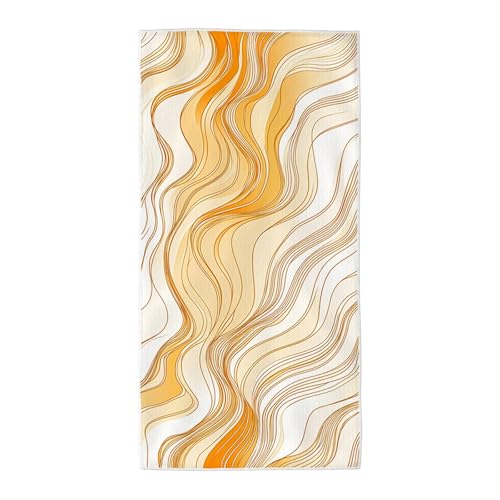 Strandtuch Gelb Mikrofaser Handtuch Groß 75x150, Microfaser Handtücher Stranddecke Sandfrei Schnell Trocknendes Weiches Leichtes Pflegeleicht Kompakt für Strand Pool Yoga Travel Sauna (Abstrakt) V-74 von Wuiddnng