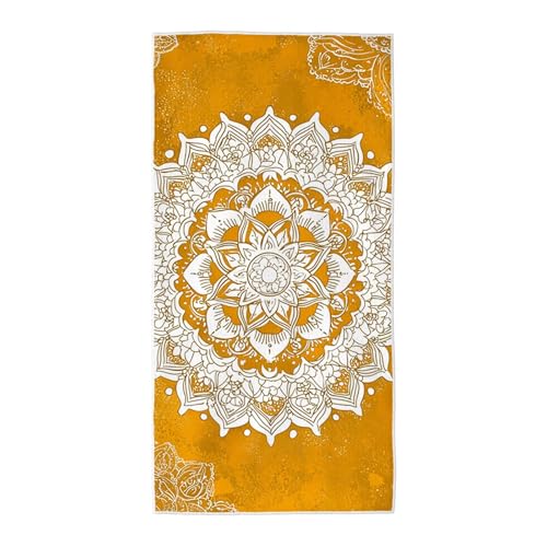 Strandtuch Gelb Mikrofaser Handtuch Groß 80x160, Microfaser Handtücher Stranddecke Sandfrei Schnell Trocknendes Weiches Leichtes Pflegeleicht Kompakt für Strand Pool Yoga Travel Sauna (Mandala) J-78 von Wuiddnng
