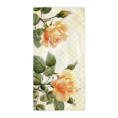 Strandtuch Gelb Mikrofaser Handtuch Groß 80x160 cm, Microfaser Handtücher Stranddecke Sandfrei Schnell Trocknendes Weiches Leichtes Pflegeleicht Kompakt für Strand Pool Yoga Travel Sauna (Blume) Z-38 von Wuiddnng
