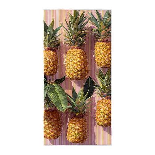 Strandtuch Gelb Mikrofaser Handtuch Groß 90x180 cm, Microfaser Handtücher Stranddecke Sandfrei Schnell Trocknendes Weiches Leichtes Pflegeleicht Kompakt für Strand Pool Yoga Travel Sauna (Ananas) C-62 von Wuiddnng