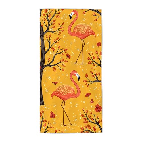 Strandtuch Gelb Mikrofaser Handtuch Groß 90x200, Microfaser Handtücher Stranddecke Sandfrei Schnell Trocknendes Weiches Leichtes Pflegeleicht Kompakt für Strand Pool Yoga Travel Sauna (Flamingo) A-34 von Wuiddnng