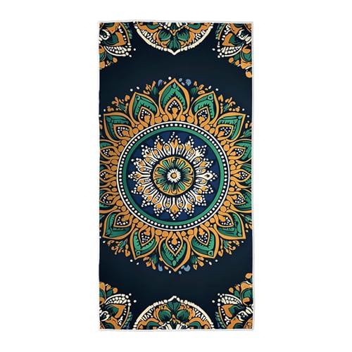 Strandtuch Grün Mikrofaser Handtuch Groß 60x120, Microfaser Handtücher Stranddecke Sandfrei Schnell Trocknendes Weiches Leichtes Pflegeleicht Kompakt für Strand Pool Yoga Travel Sauna (Mandala) Z-46 von Wuiddnng