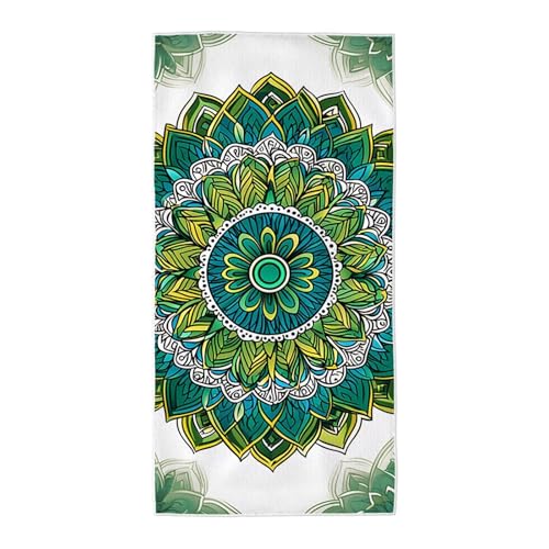 Strandtuch Grün Mikrofaser Handtuch Groß 60x120, Microfaser Handtücher Stranddecke Sandfrei Schnell Trocknendes Weiches Leichtes Pflegeleicht Kompakt für Strand Pool Yoga Travel Sauna (Mandala) Z-60 von Wuiddnng
