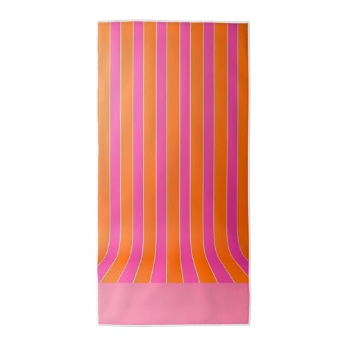 Strandtuch Orange Mikrofaser Handtuch Groß 70x140, Microfaser Handtücher Stranddecke Sandfrei Schnell Trocknendes Weiches Leichtes Pflegeleicht Kompakt für Strand Yoga Travel Sauna (Streifen) X-60 von Wuiddnng