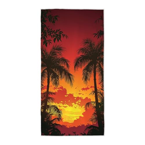 Strandtuch Orange Mikrofaser Handtuch Groß 70x140 cm, Microfaser Handtücher Stranddecke Sandfrei Schnell Trocknendes Weiches Leichtes Pflegeleicht Kompakt für Strand Pool Yoga Travel Sauna (Baum) X-62 von Wuiddnng