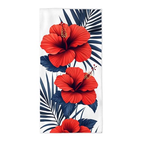 Strandtuch Rot Mikrofaser Handtuch Groß 70x140 cm, Microfaser Handtücher Stranddecke Sandfrei Schnell Trocknendes Weiches Leichtes Pflegeleicht Kompakt für Strand Pool Yoga Travel Sauna (Blume) V-38 von Wuiddnng