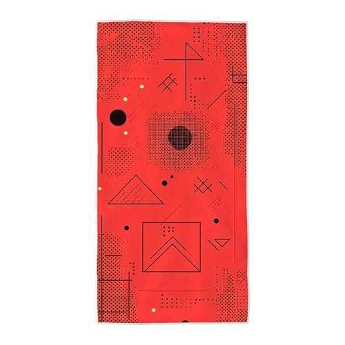 Strandtuch Rot Mikrofaser Handtuch Groß 80x160, Microfaser Handtücher Stranddecke Sandfrei Schnell Trocknendes Weiches Leichtes Pflegeleicht Kompakt für Strand Pool Yoga Travel Sauna (Geometrie) B-18 von Wuiddnng