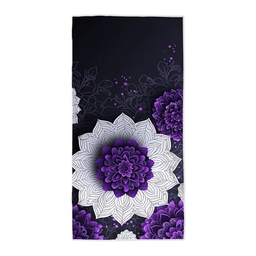 Strandtuch Schwarz Mikrofaser Handtuch Groß 220x100, Microfaser Handtücher Stranddecke Sandfrei Schnell Trocknendes Weiches Leichtes Pflegeleicht Kompakt für Strand Yoga Travel Sauna (Mandala) Z-52 von Wuiddnng