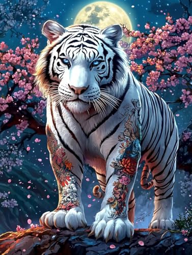 Tiger Diamond Painting XXL Leinwand 70x90 cm, Diamond Painting Erwachsene Bastelset, 5D Diamant Malerei Kinder Stickerei Kreuzstich Bilder Set, Herbst Zimmer Deko Schlafzimmer, Weihnachtsgeschen P-89 Tiger Diamond Painting XXL Leinwand 70x90 cm, Diamond Painting Erwachsene Bastelset, 5D Diamant Malerei Kinder Stickerei Kreuzstich Bilder Set, Herbst Zimmer Deko Schlafzimmer, Weihnachtsgeschen P-89 von Wuiddnng