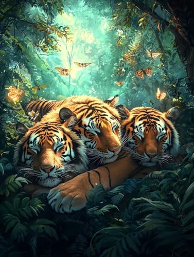 Tiger Diamond Painting XXL Leinwand 90x120 cm, Diamond Painting Erwachsene Bastelset, 5D Diamant Malerei Kinder Stickerei Kreuzstich Bilder Set, Herbst Zimmer Deko Schlafzimmer, Weihnachtsgeschen P-5 Tiger Diamond Painting XXL Leinwand 90x120 cm, Diamond Painting Erwachsene Bastelset, 5D Diamant Malerei Kinder Stickerei Kreuzstich Bilder Set, Herbst Zimmer Deko Schlafzimmer, Weihnachtsgeschen P-5 von Wuiddnng