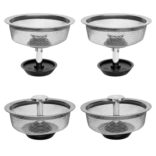 4 STK Abflussstopfen Küchenspüle, Abflusssieb Edelstahl, Universal Spülbecken Stöpsel Waschbeckenstöpsel für Spülbecken Siebkörbchen Spüle Zubehör, 80-85mm Waschbecken Sieb von Wukemaoyi