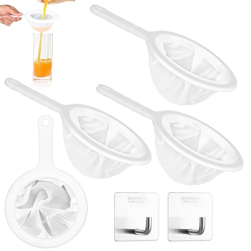 4 Stk Feines Küchen Sieb Filter, Nylon Sieb Fein, 100/200/300/400 Mesh Feinmaschiger Haarsieb Küche Netzsieb mit Griff, Ultrafeines Trichterfilter Handsieb für Saft Milch Kaffeesieb Plastiksieb 4 Stk Feines Küchen Sieb Filter, Nylon Sieb Fein, 100/200/300/400 Mesh Feinmaschiger Haarsieb Küche Netzsieb mit Griff, Ultrafeines Trichterfilter Handsieb für Saft Milch Kaffeesieb Plastiksieb von Wukemaoyi