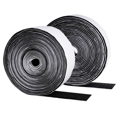 Klettband Selbstklebend Extra Stark 35mm Breit x 5m, Doppelseitiges Klett Klebeband Klettverschluss zum Keben, Klettverschluss Band Tape, Klettklebeband für Stoff Fliegengitter Teppich(Schwarz) von Wukemaoyi