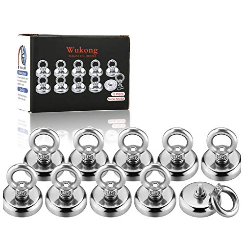 Wukong Stark Neodym Ösenmagnet, Durchmesser 32mm, Zugkraft 38kg Super Starker Neodymium Magnet Haken (10pcs) von Wukong