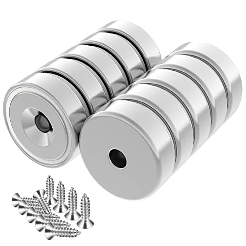 Wukong 10PCS Neodym Magnete Extra Stark, 20x7 mm Magnet Schrauben mit Loch Roud Topfmagnet für Whiteboard DIY Craft Handwerk Küchenarbeitsplatz von Wukong