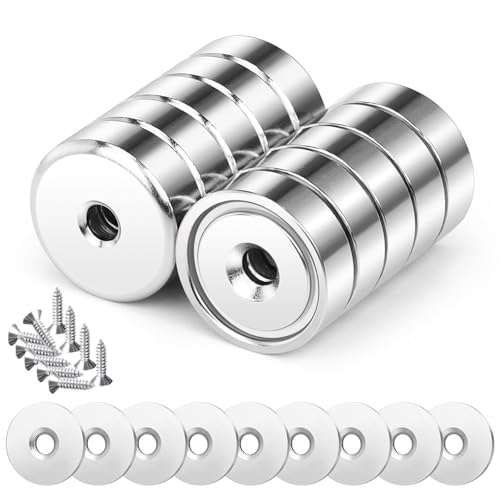 Wukong 10PCS Neodym Magnete Extra Stark, 20x7 mm Magnet Schrauben mit Loch Roud Topfmagnet für Whiteboard DIY Craft Handwerk Küchenarbeitsplatz von Wukong