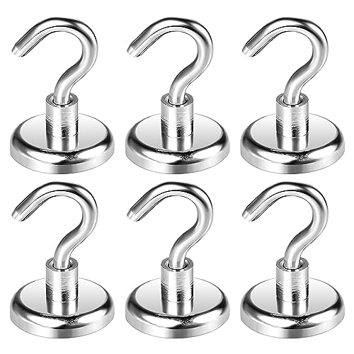 Wukong 34KG(75LB) Neodym Magnethaken Extra Stark, 6 Stück Magnet Haken, 32mm Starke Magnete mit Haken, Magnetische Haken für Küchen, Badezimmer, Garten und Lager von Wukong