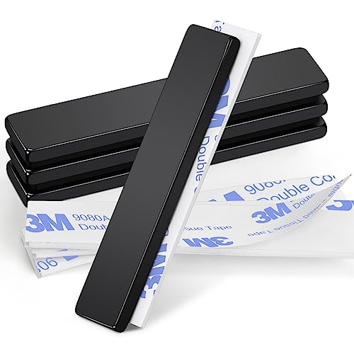 Wukong 50×10×3mm Starke Magnete Schwarz, 4 Stück Neodym Magnete Selbstklebend Stark, Klebemagnete Flach für Lager, Küchen, Büros und tägliche Lagerung von Wukong