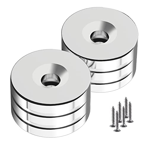 Wukong 6 Pieces Neodymium Magnets Strong 25 x 4 mm 15KG Force Super Strong Disc Magnet with 6 Screws for Crafts, Lockers, Tool Storage, DIY, Cabinet Doors, Wood von Wukong