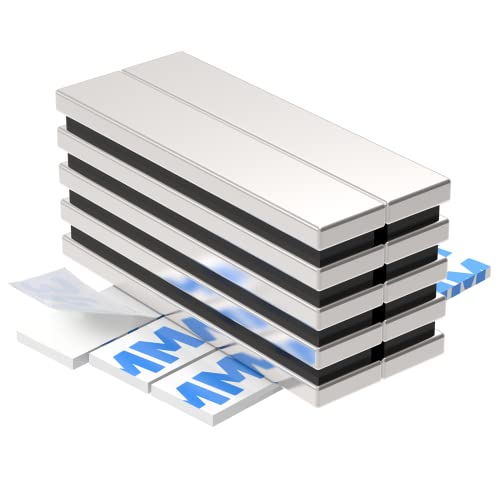Wukong 60×10×5mm | 10 Stück Neodym Magnete Extra Stark,Verdicken Starke Magnete, Starke Neodym Viereckig Ziegel Magnete-, Magnetstreifen Selbstklebend Stark,Seltenerdmagnete für Glas-Magnetboards von Wukong