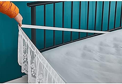 Bettrock Doppel/Einzel Gummizug Bettröcke Band Rüschen Spitze Besatz Bett Wrap Bett ​Drei Stoffbodenrock um Volant Drop 38 cm (E, 180 x 200 + 38 cm) von Wulachaka