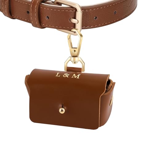 Wulachaka Benutzerdefinierte erste Ehering-Träger-Tasche für Hundehalsband, personalisierte Leder-Ehering-Kissenbox für Haustier, Hunde-Ring-Träger-Ehering-Tasche (Braun) von Wulachaka