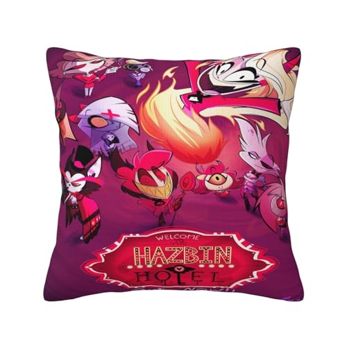 Wulachaka Hazbin Hotel Merch Alastor Kissenbezug Anime Gedruckt Kissenbezug Engel Staub Hazbin Hotel Kopfkissenbezug Sofakissen Quadratischer Kissenbezug (Typ 20, 25 x 25 cm) von Wulachaka