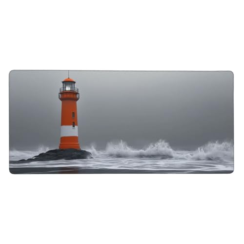 Mauspad Groß Landschaft, Grau Mousepad XXL 900x400x3 mm, Gaming Mauspad mit Rutschfeste Gummibasis und Wasser Resistent Oberfläche, Schreibtischunterlage Vernähte Kanten für Büro und Home Dekor-LG824 von Wuleogxi