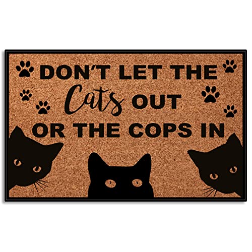 Wulidrom Fußmatte mit Aufschrift 'Don't Let The Cats Out Or The Cops in Low Profile', für Haustür, Inneneingang, 76,2 x 45,7 cm von Wulidrom