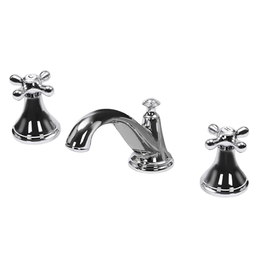 Wasserhahn Bad,3-Loch Waschtischarmatur 2-Griff Waschtischarmatur Mischbatterie Waschtisch Badewasserhahn,FüR Badezimmer, KüChen, Duschen (Silber) von Wulimasun