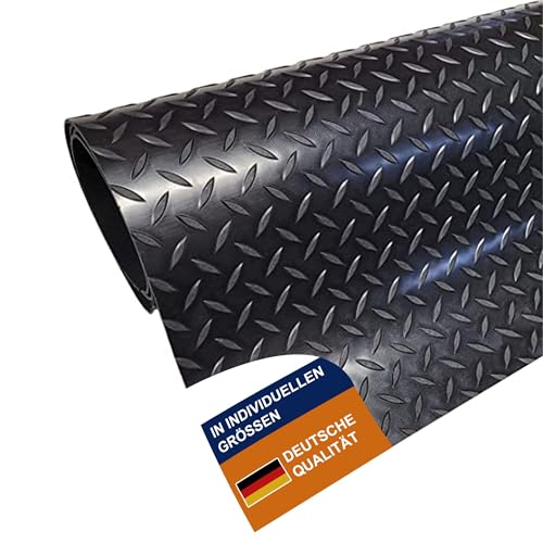 Wulkow Diamant Tränenblech Gummimatte 3mm - BREITE 0,1m bis 2,0m - LÄNGE 0,1m bis 10m - Auswahl 900mm x 2100mm x 3mm (0.9m x 2.1m x 3mm) - Gummiläufer Arbeitsplatz-Matte - PREMIUM-Ware von Wulkow