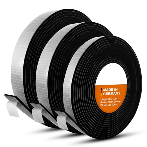 Wulkow EPDM Zellkautschuk DICHTUNGSBAND selbstklebend - BREITE: 5mm bis 90mm - LÄNGE: 0,5m bis 10m - DICKE: bis 10mm - AUSWAHL: 75 x 5mm x 6m - PREMIUM-Ware wie MOOSGUMMI - Schaumstoff von Wulkow