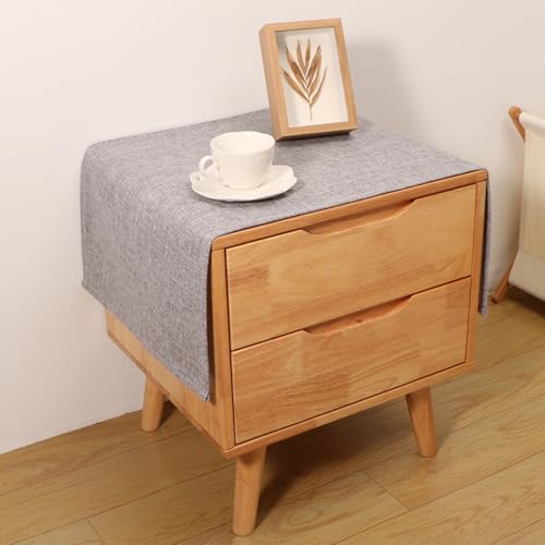 Kleine rechteckige Beistelltischdecke, Bauernhaus, rustikales Leinen, einfarbig, Nachttischdecke, waschbar, Staubschutz für Esszimmer, Schlafzimmer, Heimdekoration, Hellgrau, 40 x 90 cm von Wuluwala