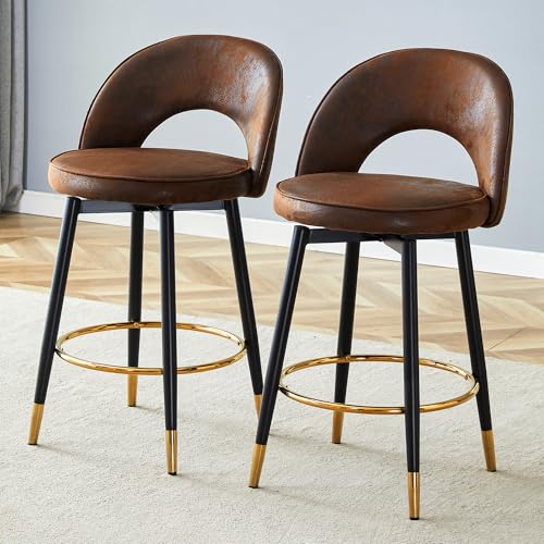 Wumagin Barhocker 2er Set, Barstühle Höhenverstellbar Drehbar Küchenstühle Gepolsterter Barhocker, Thekenstuhl, Drehstuhl für Bars, Esszimmer, Küche, Terrasse von Wumagin