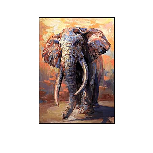 Handgemalte Zeitgenössische Kunst 3D-Ölgemälde Auf Leinwand Modernes Abstraktes Elefant-Tier Auspicious Luxury Texture Palette Paintings Modern Home Interior Decoration Decor Art Blau 80X100Cm(32X4 von WunM Studio
