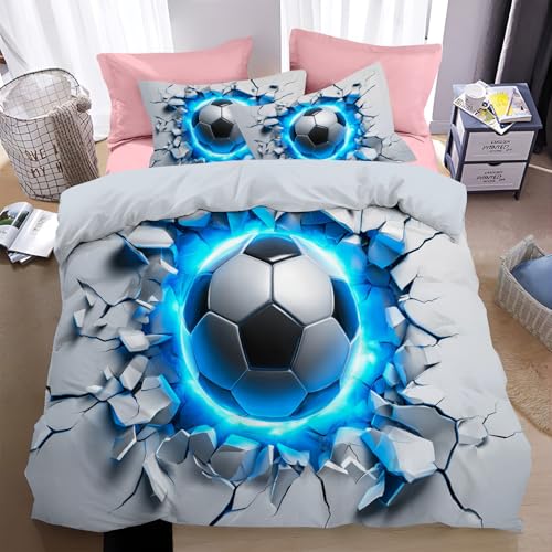 WunM Studio Bed Linen Set of 3,260x220cm,3 Pieces,Fußballsport Pattern,Reversible,Visuelle 3D-Fehlerwand,Microfibre,2 Duvet Covers with Zip,2 Pillowcases,80 x 80 cm WunM Studio Bed Linen Set of 3,260x220cm,3 Pieces,Fußballsport Pattern,Reversible,Visuelle 3D-Fehlerwand,Microfibre,2 Duvet Covers with Zip,2 Pillowcases,80 x 80 cm von WunM Studio