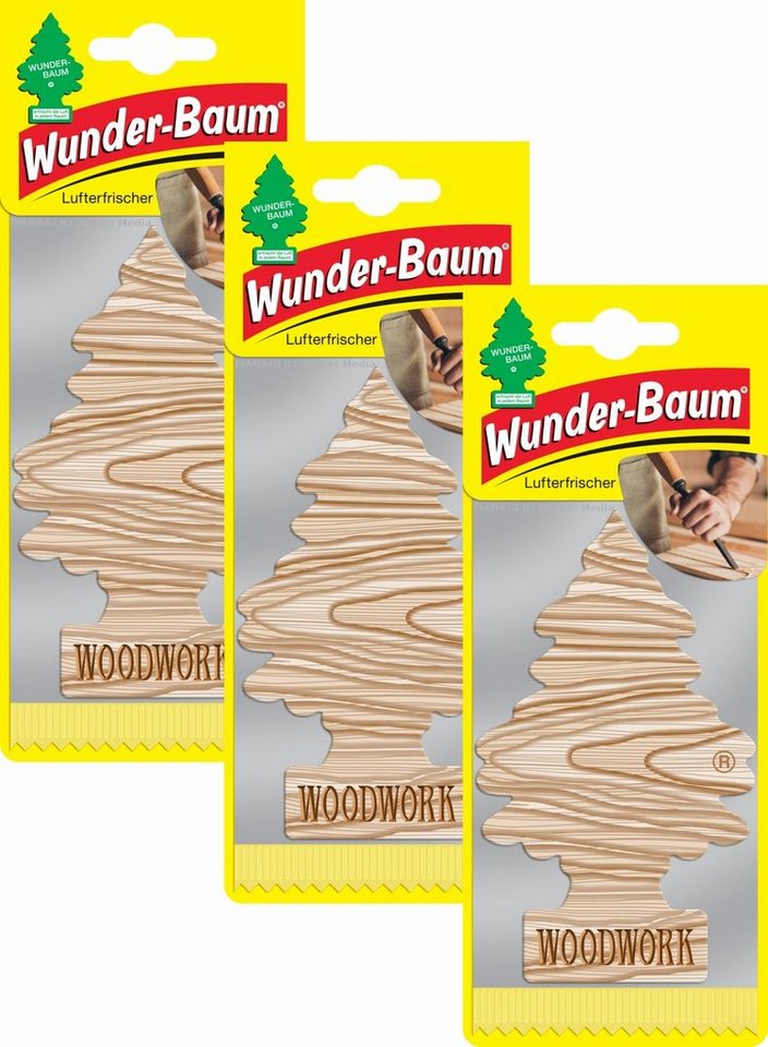 Wunder-Baum Dekohänger 3er Duftbäumchen Woodwork Wunderbaum 3 Set Lufterfrischer von Wunder-Baum