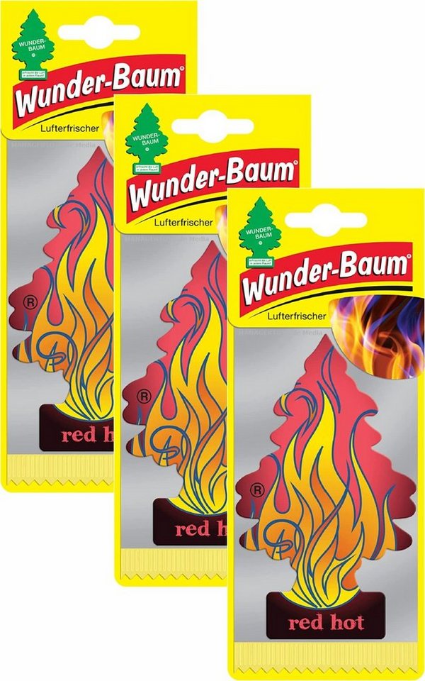 Kunstbaum Red Hot 3er Duftbäumchen Wunderbaum 3 Set Lufterfrischer, Wunder-Baum von Wunder-Baum