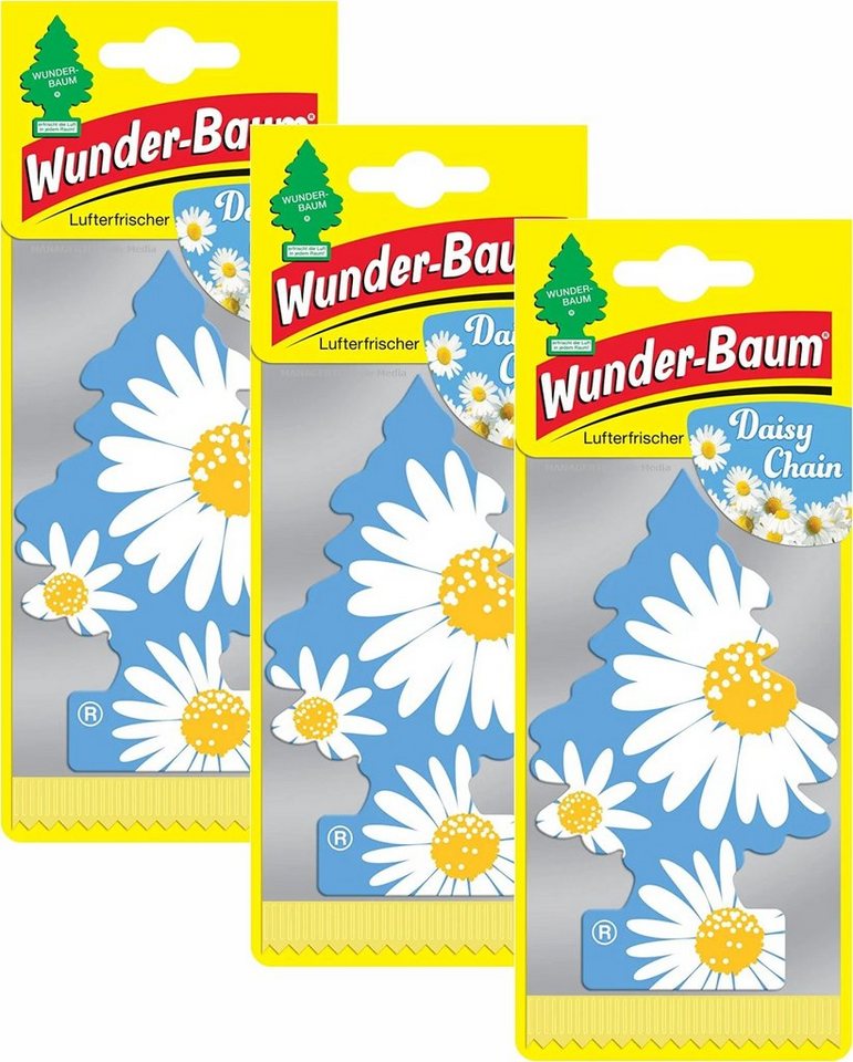 Wunder-Baum Hänge-Weihnachtsbaum 3er Duftbäumchen Daisy Chain Wunderbaum Blumenwiese Set Lufterfrischer von Wunder-Baum