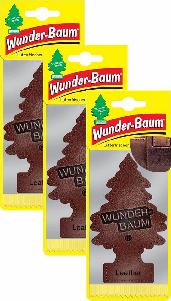 Kunstbaum Leder 3er Duftbäumchen Wunderbaum 3 Set Lufterfrischer Echtleder, Wunder-Baum von Wunder-Baum