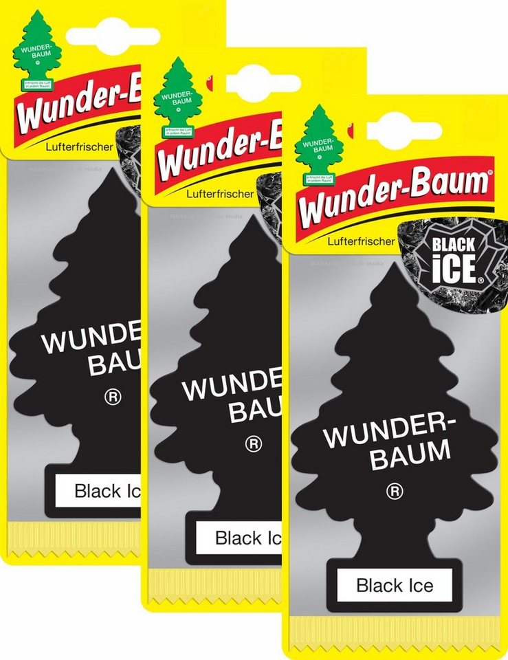 Kunstbaum Black Ice 3er Duftbäumchen Wunderbaum 3 Set Lufterfrischer, Wunder-Baum von Wunder-Baum