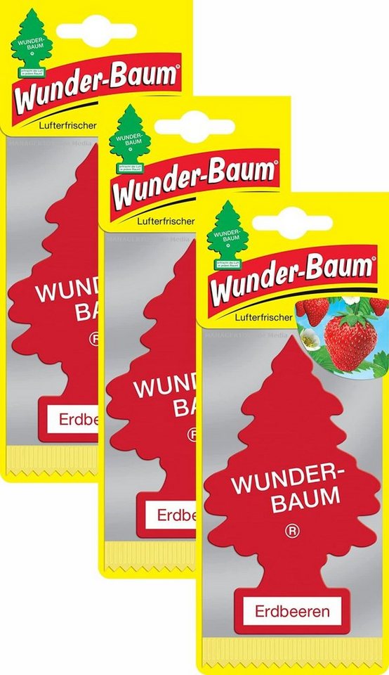 Wunder-Baum Dekohänger Erdbeeren 3er Duftbäumchen Wunderbaum 3 Set Lufterfrischer von Wunder-Baum