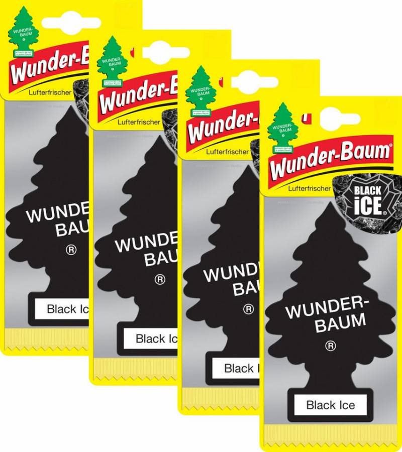 Wunder-Baum Raumduft Black Ice 4er Set Wunderbaum Sandelholz Bergamotte Zitrone von Wunder-Baum