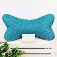 Leseknochen Uni Türkis Blau Wildlederimitat Grau Deko Kissen Nackenkissen Geschenk Sofakissen Entspannen Bücherstütze Relaxkissen von WunderStil
