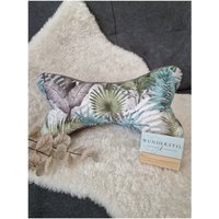 Wunderstil Leseknochen Blumen Blätter Blau Grau Kissen Nackenkissen Geschenk Rückenstütze Entspannen Tablethalter Bücherstütze Relaxkissen von WunderStil